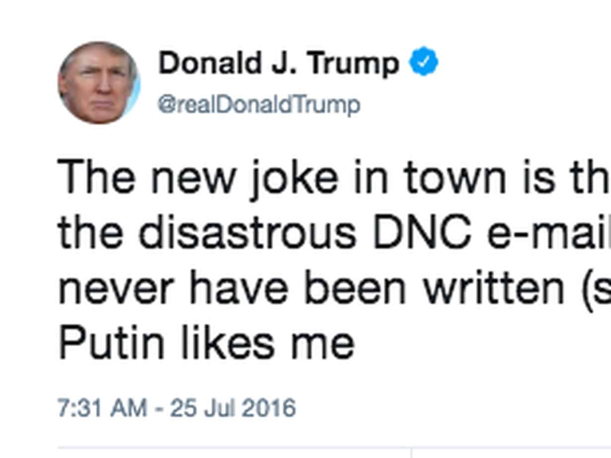 There is always a Trump tweet, DNC hack edition