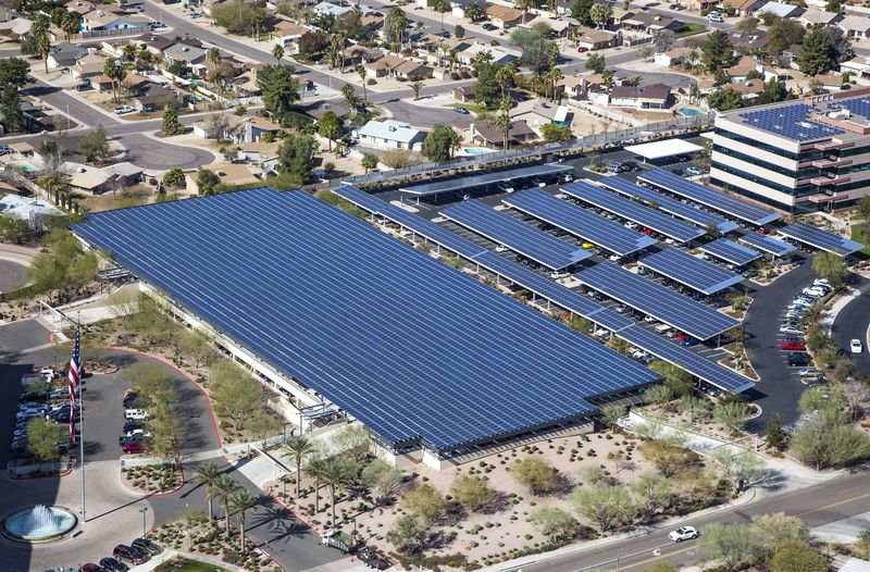 A solar-covered parking lot in Arizona.