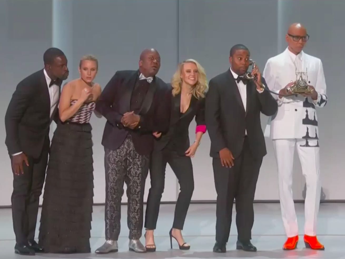 The Emmys’ opening musical number was a wry nod to Hollywood’s (lack of) diversity