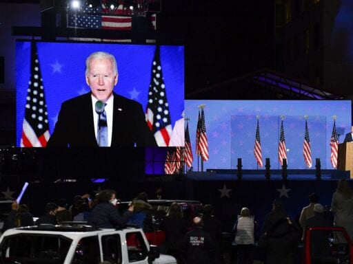 In election night speech, Biden says he’s “on track” to win the 2020 election
