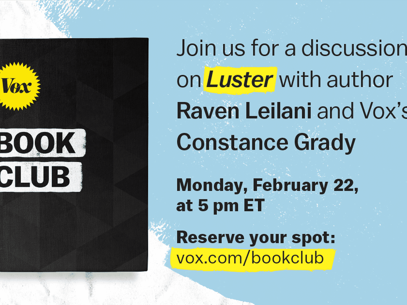 Join Raven Leilani to discuss her debut novel Luster live on Zoom