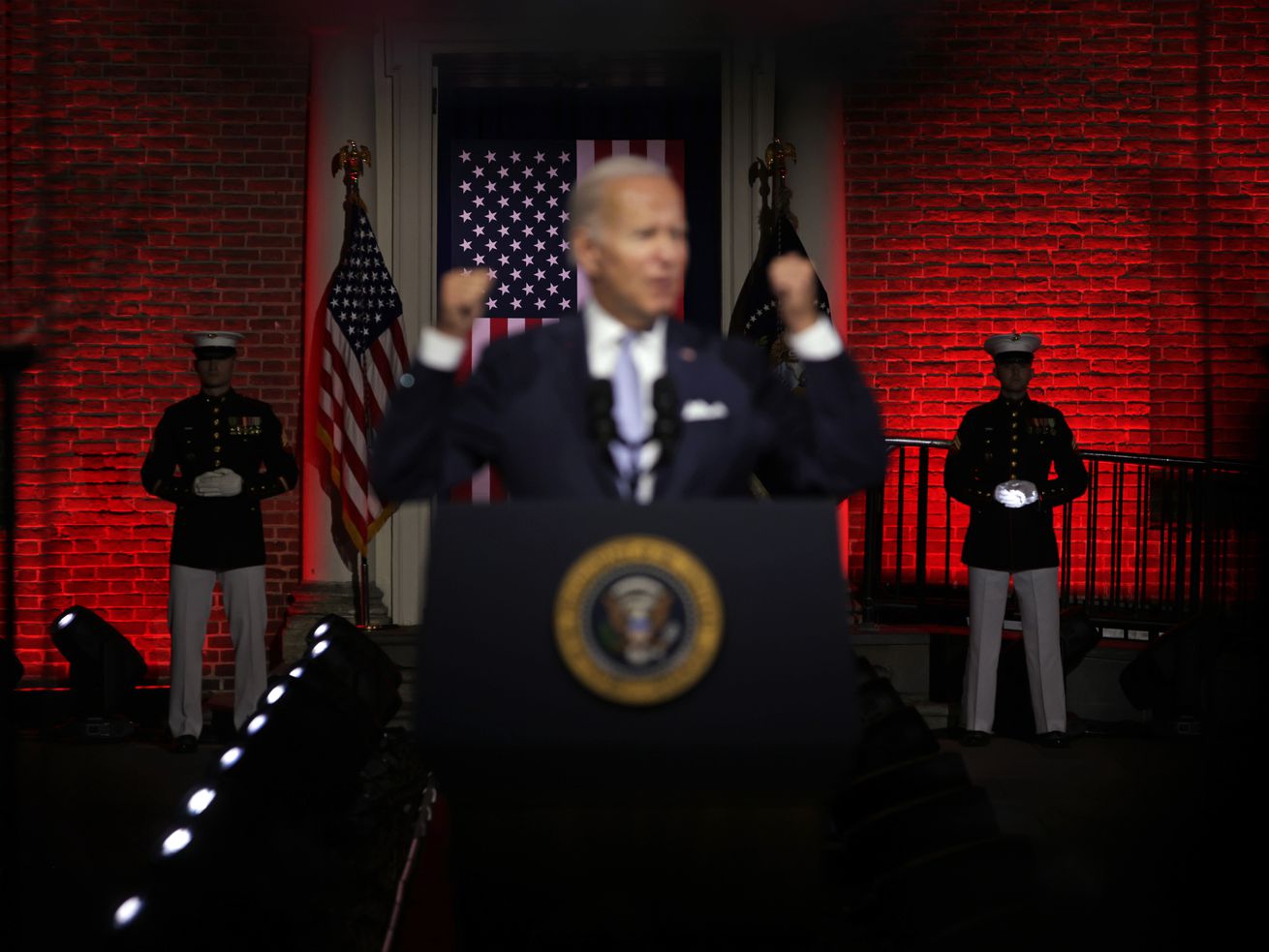 Biden defended democracy — and pounced on a political opportunity